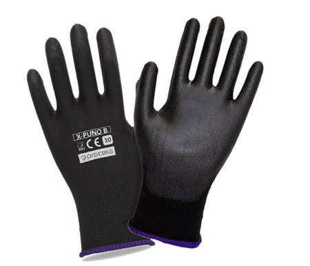Rękawice robocze uniwersalne ogrodnicze ochronne powlekane poliuretanem ochrona rąk czarne Procera X-PUNO black