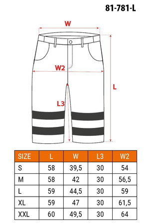 Spodenki krótkie ostrzegawcze pomarańczowe fluo NEO 81-781