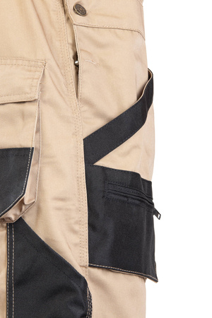 Spodnie robocze ochronne ogrodniczki wielofunkcyjne kombinezon ogrodniczy beżowe Polstar BRIXTON PRACTICAL APOG