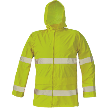 Kurtka przeciwdeszczowa wodoodporna odblaskowa z kaptuerm GORDON żółta fluo