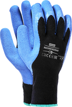 Rękawice robocze ocieplane uniwersalne ochronne elastyczne powlekane porowatą gumą Reis RECOWINDRAG