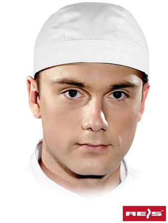 Krótka czapka gastronomiczna kucharska bandana wiązana PIRAT biała