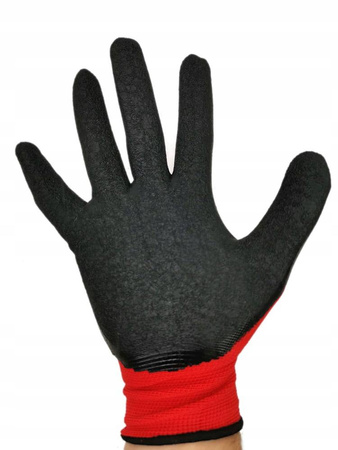 Rękawice robocze ochronne uniwersalne lateksowe ochrona dłoni Procera X-LATOS czerwone