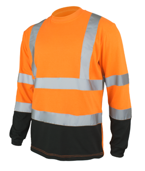 Koszulka odblaskowa z długim rękawem z pasami odblaskowymi T-REF pomarańczowa