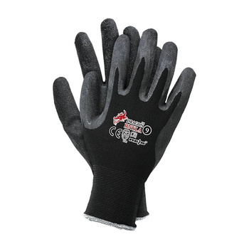 Rękawice nylonowe robocze uniwersalne ochronne powlekane lateksem ochrona dłoni Reis RNYLA B czarne