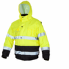 Kurtka zimowa ocieplana odblaskowa bomberka ostrzegawcza z kapturem fluorescencyjna odpinane rękawy żółta Polstar FLASH short-B yellow