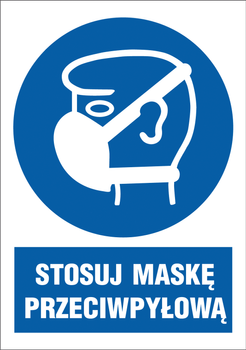 Znak tablica PCV "STOSUJ MASKĘ PRZECIWPYŁOWĄ"
