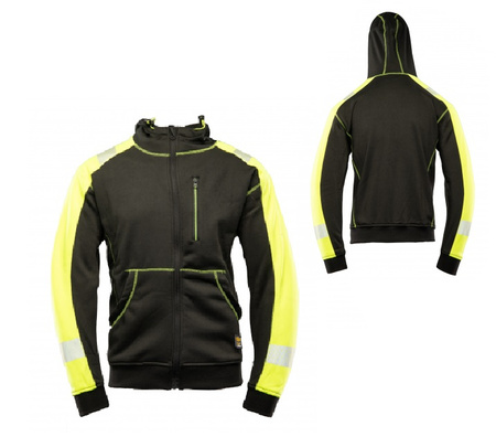 Bluza dresowa polarowa ocieplana ochronna robocza z kapturem ostrzegawcza odblaskowa ze ściągaczem polar BENEFIT RIVAL OARB