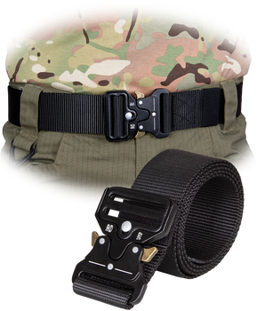 Pasek do spodni TG-CRAMP czarny metalowa klamra