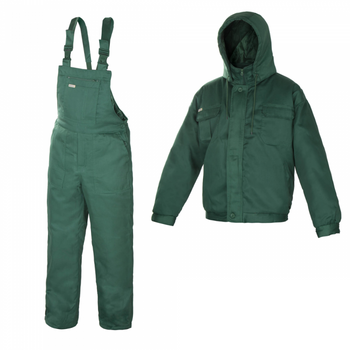 Ubranie ocieplane komplet MASTER kurtka SHORT zielona green + ogrodniczki  WYPRZEDAŻ