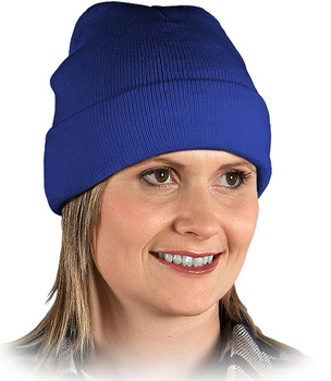 Czapka zimowa jesienna wywijana ciepła niebieska przędza akrylowa Reis CZBAW