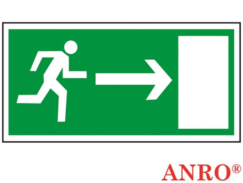 Znak tabliczka PCV "Kierunek do wyjścia drogi ewakuacji w prawo” 150x300 mm