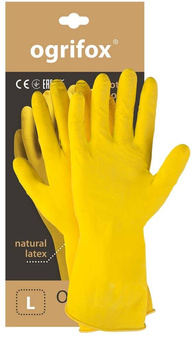 Rękawice ochronne floki lateksowe gumowe flokowane Ogrifox OX-FLOX