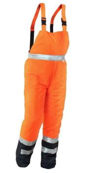 Spodnie ogrodniczki ocieplane wodoodporne HV PADSTOW pomarańczowe odblask