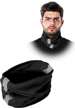 Komin opaska szeroka unisex BAND uniwersalna czarny z pasem odblaskowym