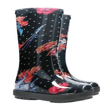 Kalosze dziecięce deszczowe wodoodporne PVC Demar HAWAI PRINT motyw kwiaty