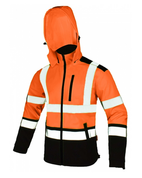 Kurtka softshell bhp odblask flash SOFTREF Pomarańcz z pasami odblaskowymi