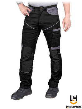 Spodnie robocze elastyczne bawełna+strecz L.Hollman LEADERczarne