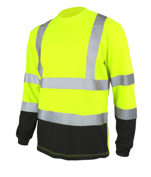 Koszulka odblaskowa z długim rękawem z pasami odblaskowymi T-REF żółta fluo