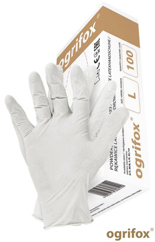 Rękawice jednorazowe lateksowe pudrowane diagnostyczne Ogrifox OX-LAT