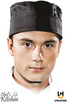 Krótka czapka gastronomiczna kucharska z serii Chef's Kitchen czarna