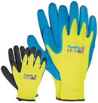 Rękawice powlekane lateksem robocze wysoka manualność ochronne uniwersalne porowata struktura odporne na detergenty i kwasy Reis rozmiary dla całej rodziny FAMILIAR