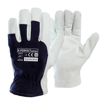 Rękawice robocze ochronne ocieplane polarem wzmacniane skóra kozią Procera X-PERFECT  WINTER