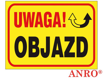 Znak tablica UWAGA! OBJAZD! 25X32
