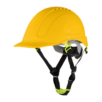 Kask ochronny hełm przemysłowy czteropunktowy podbródek MORION żółty
