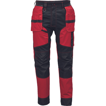 Spodnie robocze profesjonalne do pasa elastyczne wytrzymałe dużo kieszeni czerwone Cerva KEILOR