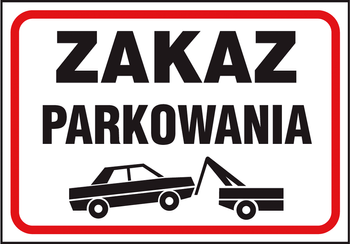 Znak naklejka ZAKAZ PARKOWANIA 25x35